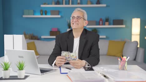 home office worker man counting money funny and funny.