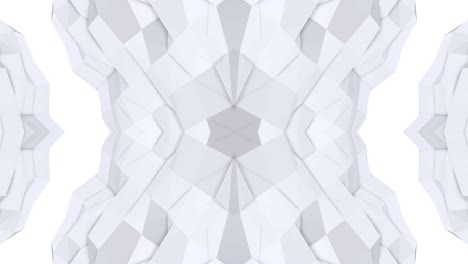 abstracto simple fondo 3d en color blanco, estilo low poly como fondo geométrico moderno o entorno matemático con efecto caleidoscópico. 4k uhd o bucle sin costuras fullhd. v2