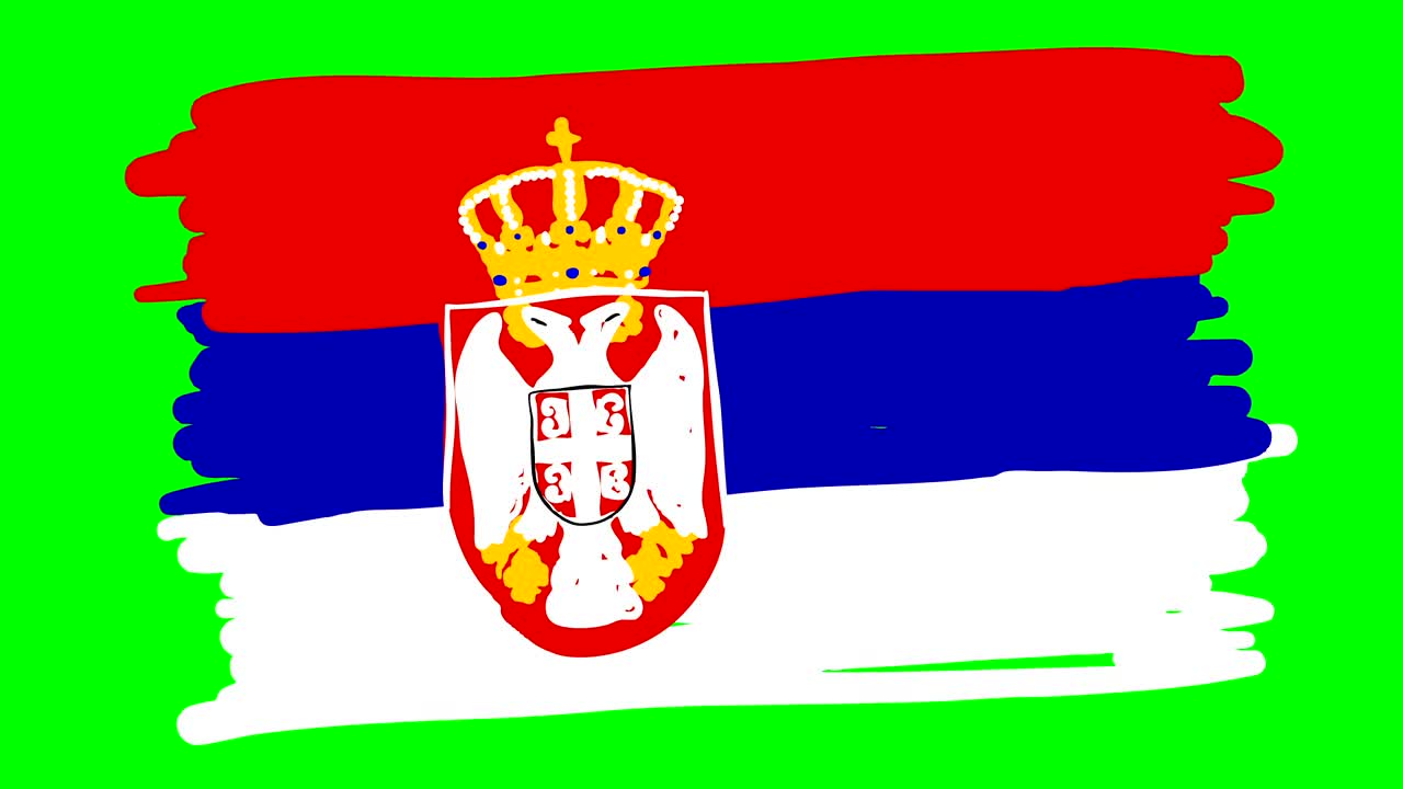 Serbia flag drawing on green screen isolated whiteboard