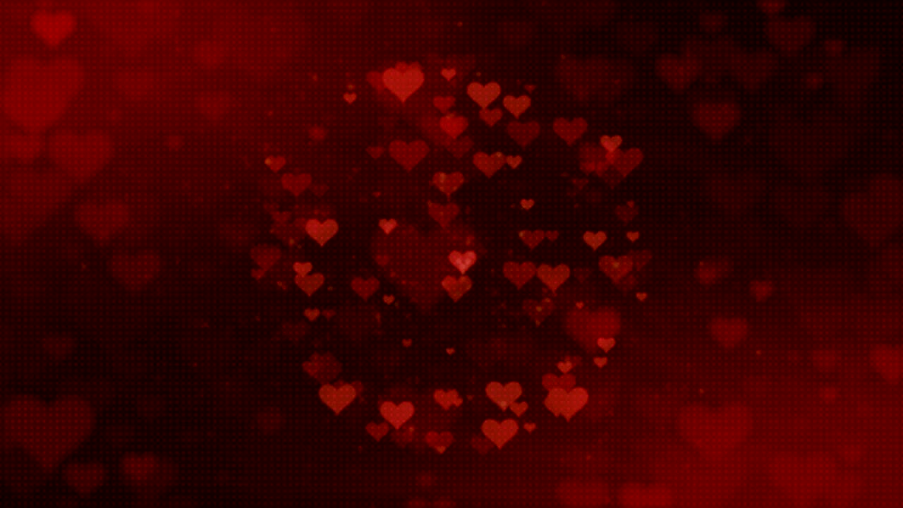 bucle sin costuras rojo día de san valentín corazones que fluyen fondo