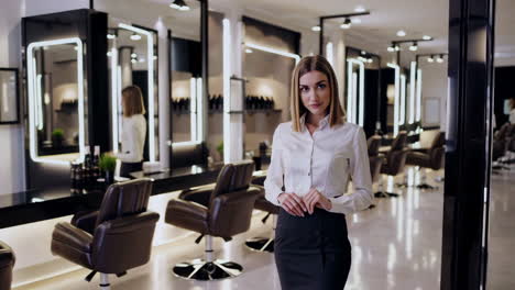 businesswoman in a modern hair salon