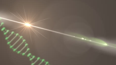 animation of dna strand spinning over green background