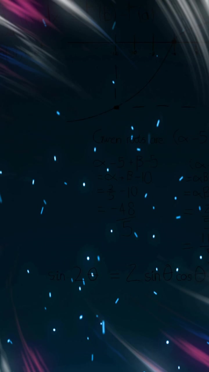 Animation of colourful light trails over spots on black background