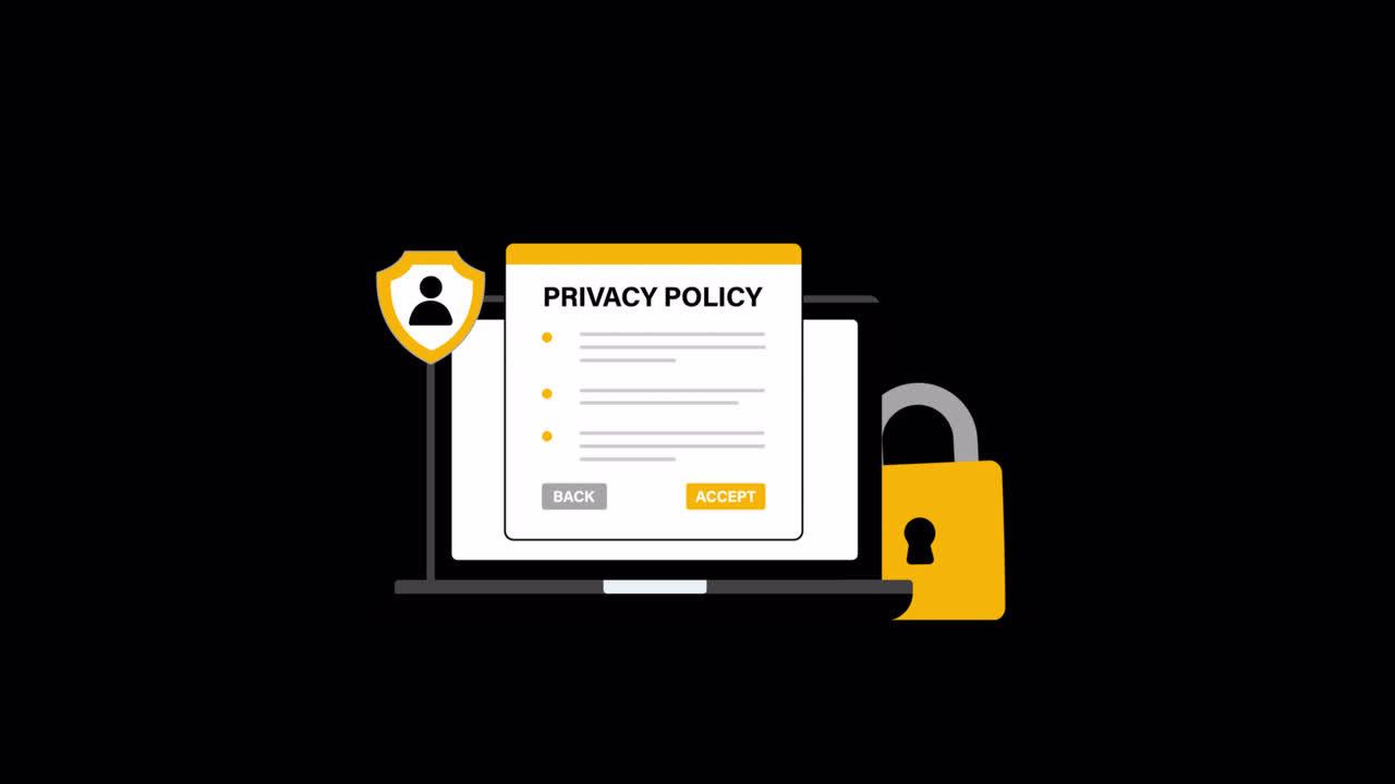 Accepting Privacy Policy on Laptop with Padlock and Shield