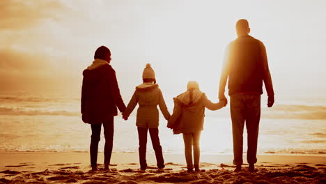 family fun at the beach sunset