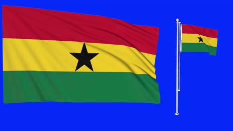 Greenscreen-Schwenkt-Ghana-Flagge-Oder-Fahnenmast