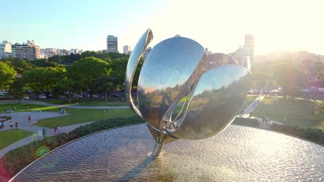 floralis generica - steel and aluminum flower sculpture in plaza de las naciones unidas, buenos aires, argentina