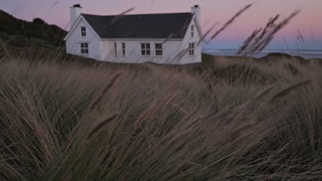 coastal house at sunset