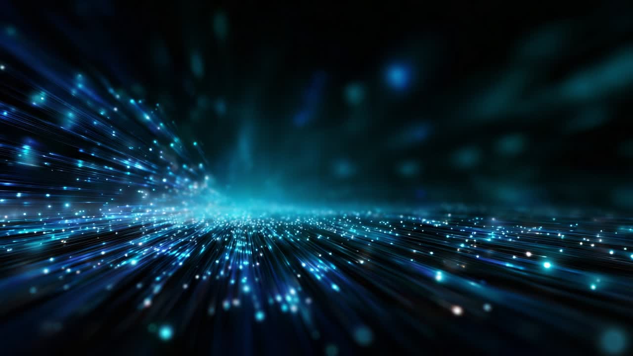 A mesmerizing journey through a vibrant and dynamic digital landscape, where shimmering lights and radiant particles create an ethereal atmosphere of movement and energy, inviting viewers to immerse themselves in this captivating visual experience