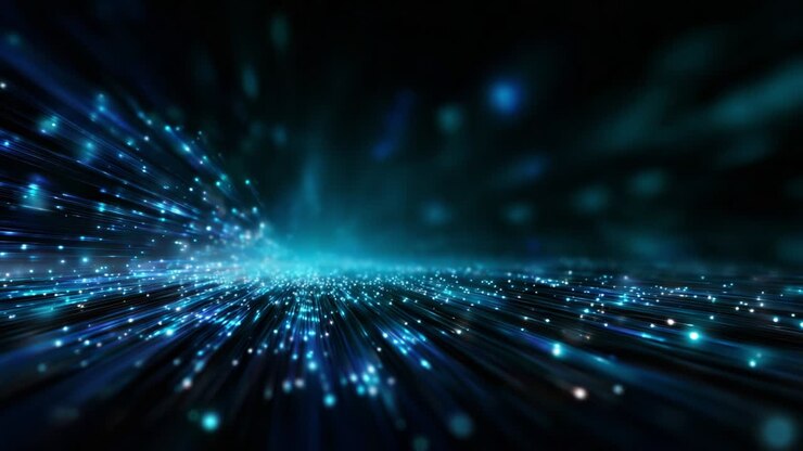 A mesmerizing journey through a vibrant and dynamic digital landscape, where shimmering lights and radiant particles create an ethereal atmosphere of movement and energy, inviting viewers to immerse themselves in this captivating visual experience