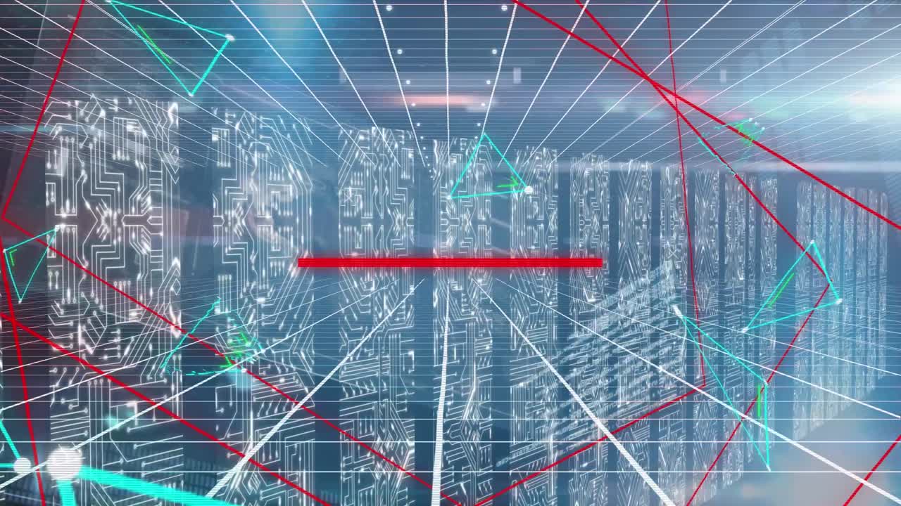 파란색 배경에 데이터 처리 및 모양의 애니메이션