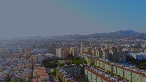 drone shot from over the buildings in malaga