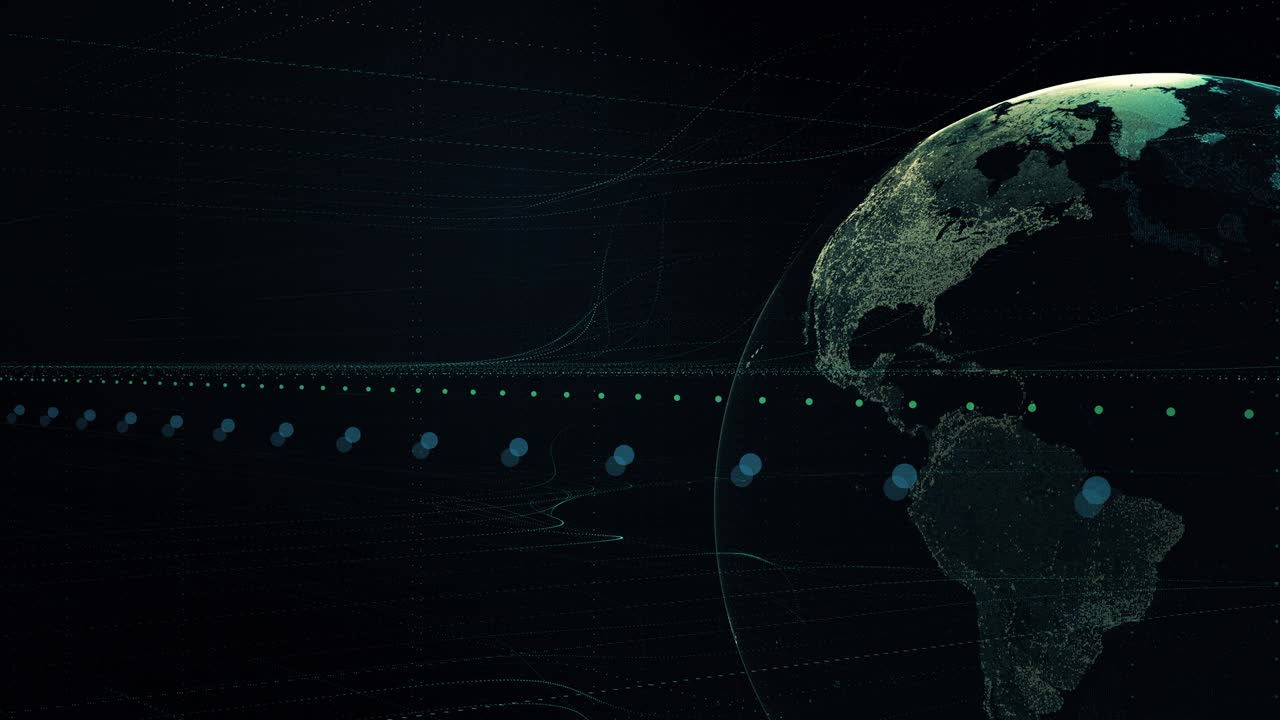 Earth globe with transparent night map of earth slow rotates around its axis