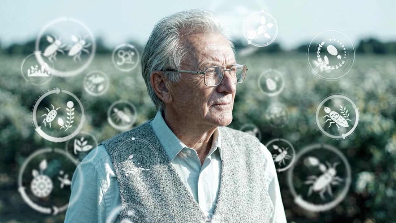 Reflecting on Life and Nature: A Thoughtful Elder in a Serene Vineyard, Capturing the Essence of Wisdom and the Beauty of Agricultural Landscapes