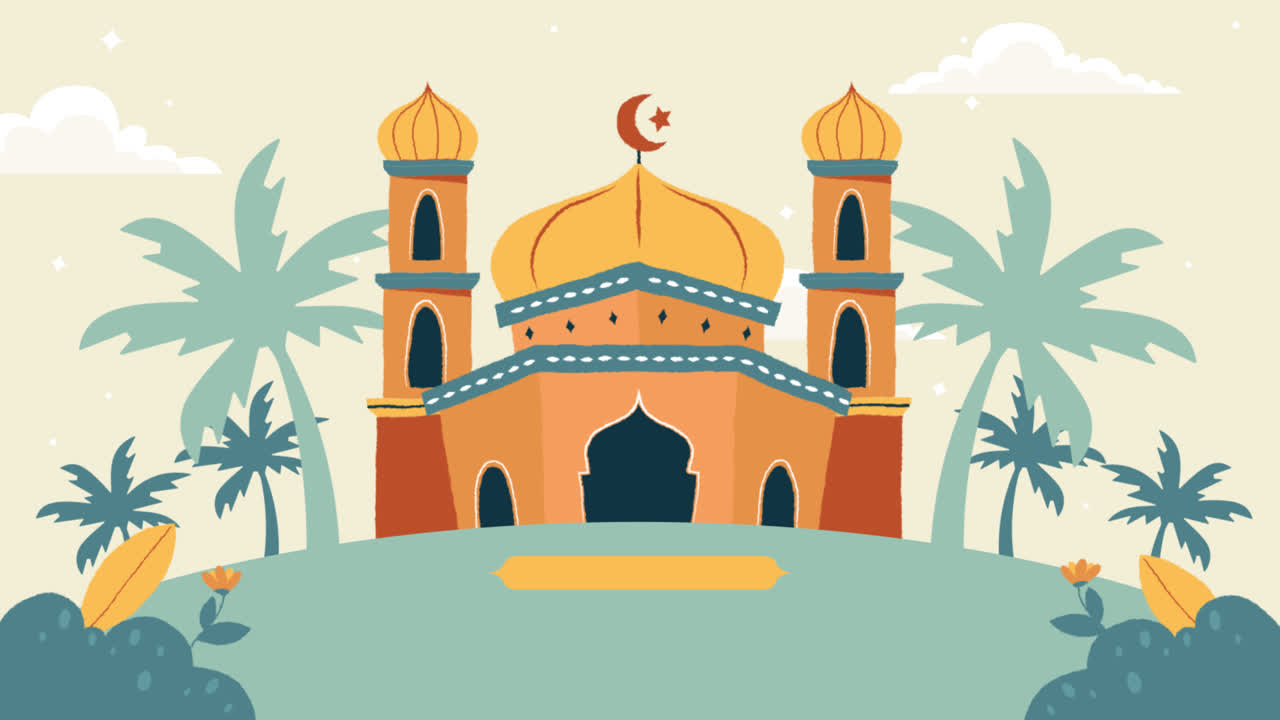 motion graphic de ilustración plana para la celebración de la fiesta islámica mawlid al-nabi