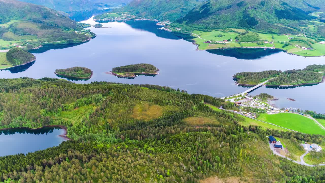 공중 영상 아름다운 노르웨이의 자연.