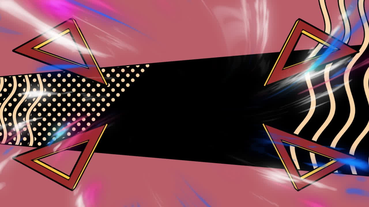 animación de triángulos giratorios, ondas y formas abstractas sobre fondo negro