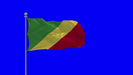 congo republic 3d illustration of the waving flag on a pole with chroma key