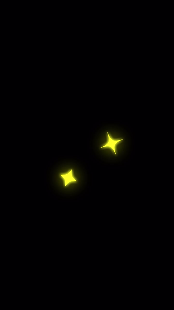 Animated Yellow Stars Twinkling and Sparkling on Black Background