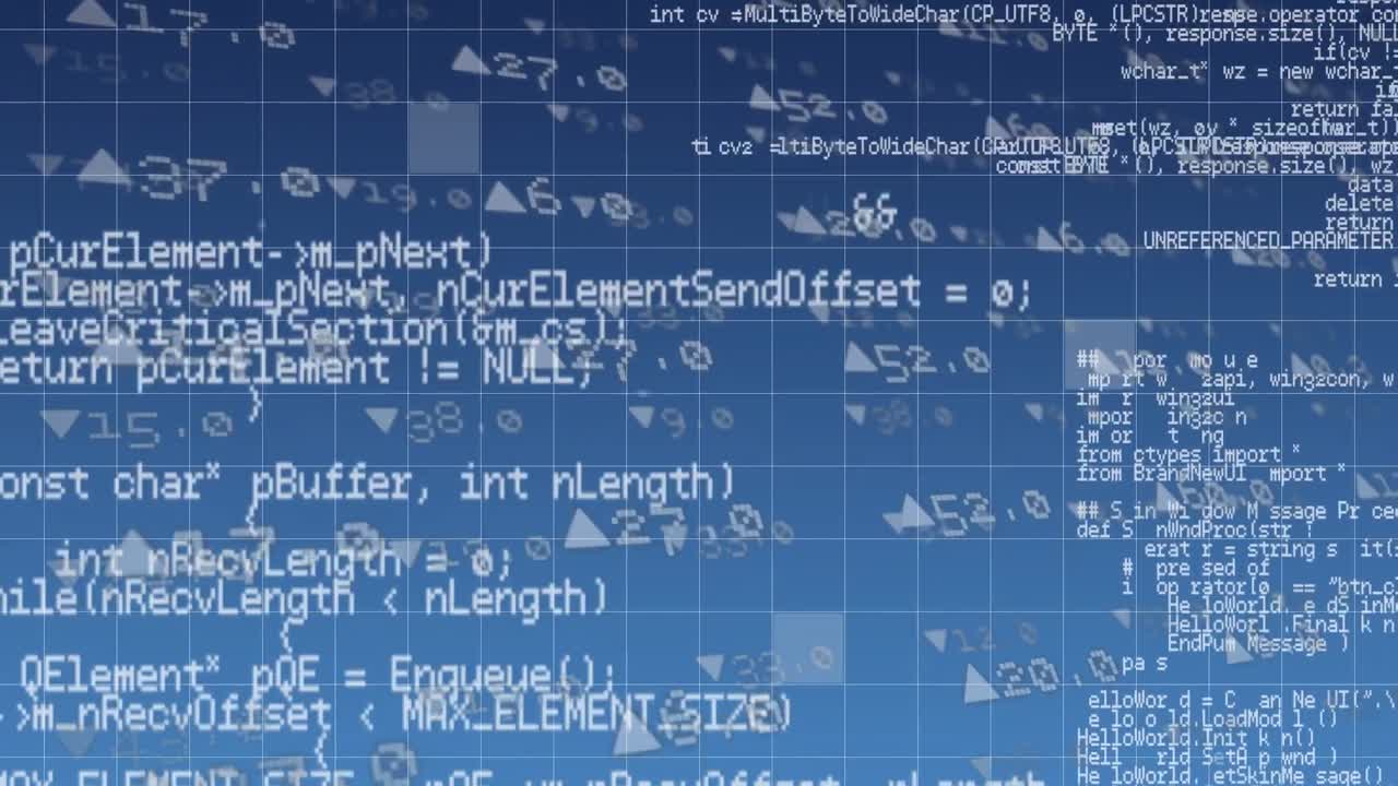 Stock market data processing over grid network against blue background