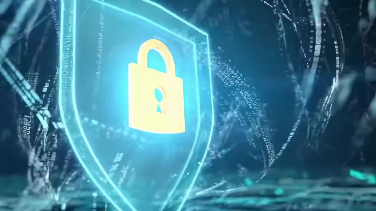 Digital Security Concept with Glowing Padlock and Circuit Board