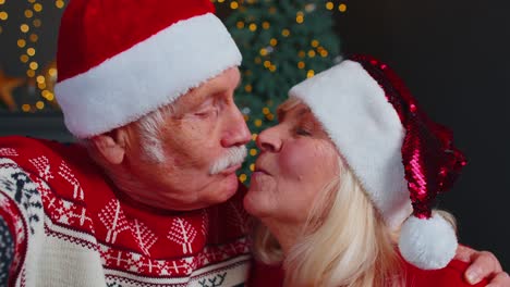 mature family taking selfie on mobile phone communicating video call online celebrating christmas