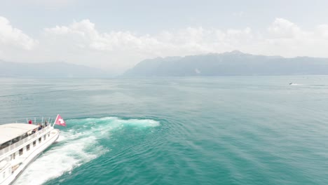 Aerial-of-beautiful-old-cruise-ship-on-Lake-Geneva