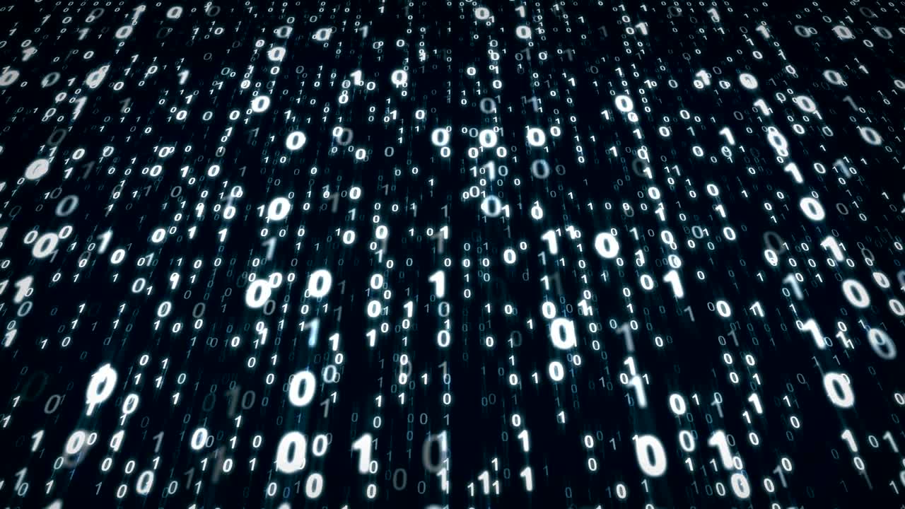 Abstract Futuristic Digital Matrix Cyberspace with Binary Code Digits Animation