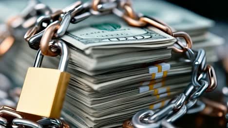 money security with padlock and chain