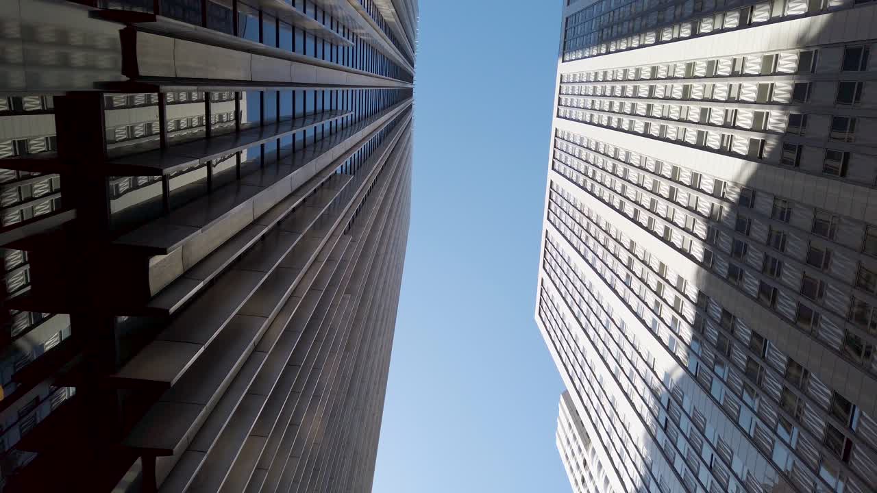 San Francisco, California, USA. Low Angle View of Modern Corporate Skyscrapers  in Financial District