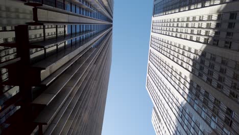 san francisco, california, usa. low angle view of modern corporate skyscrapers  in financial district