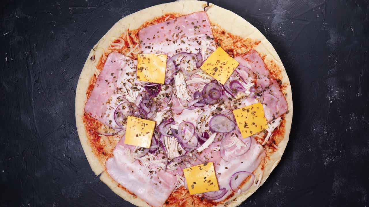 피자 핑 클로즈업 회전 느린 모