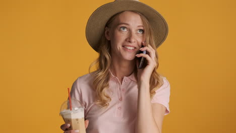 Caucasian-woman-having-phone-call-during-summer-holidays.