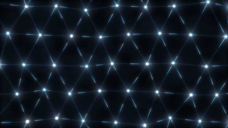 Blockchain Technology Mesh Network Light Grid Plexus Communicating - 4K Seamless Loop Motion Background Animation