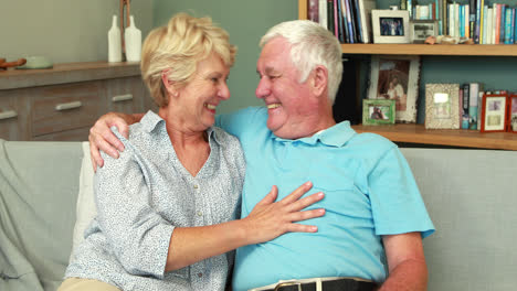 Senior-couple-doing-Eskimo-kiss