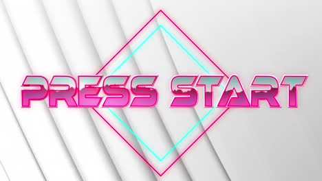 Animation-of-press-start-text-in-pink-metallic-letters-over-neon-lines