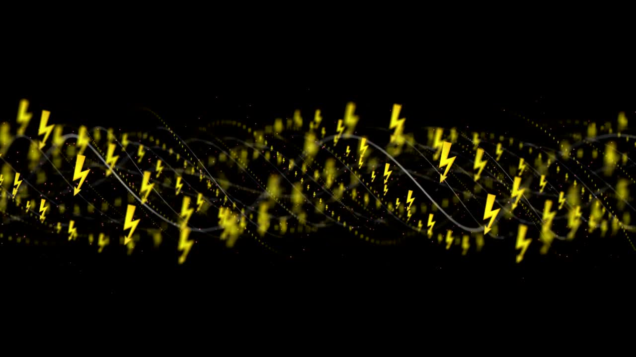 alto voltaje, rayo, flecha, símbolos de concepto de peligro, animación de esqueleto, fondo, representación, bucle