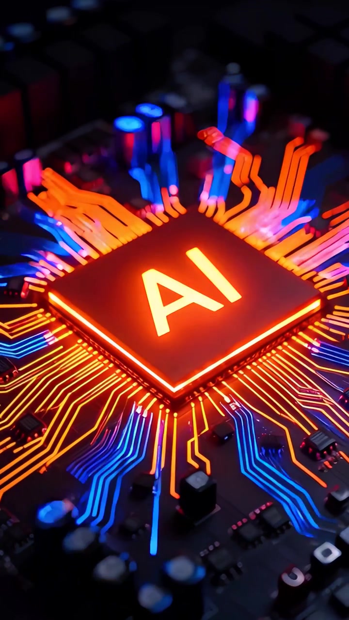 Futuristic AI Chip Motherboard Technology Background 4K