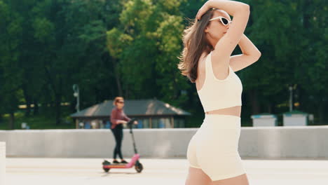 stylish woman in a park