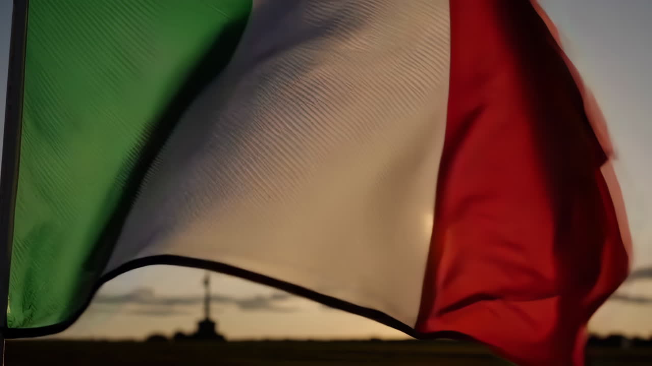 Bandiera Italiana al Tramonto
