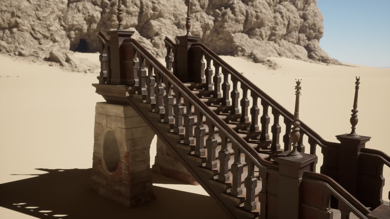деревянная лестница в древней пустыне