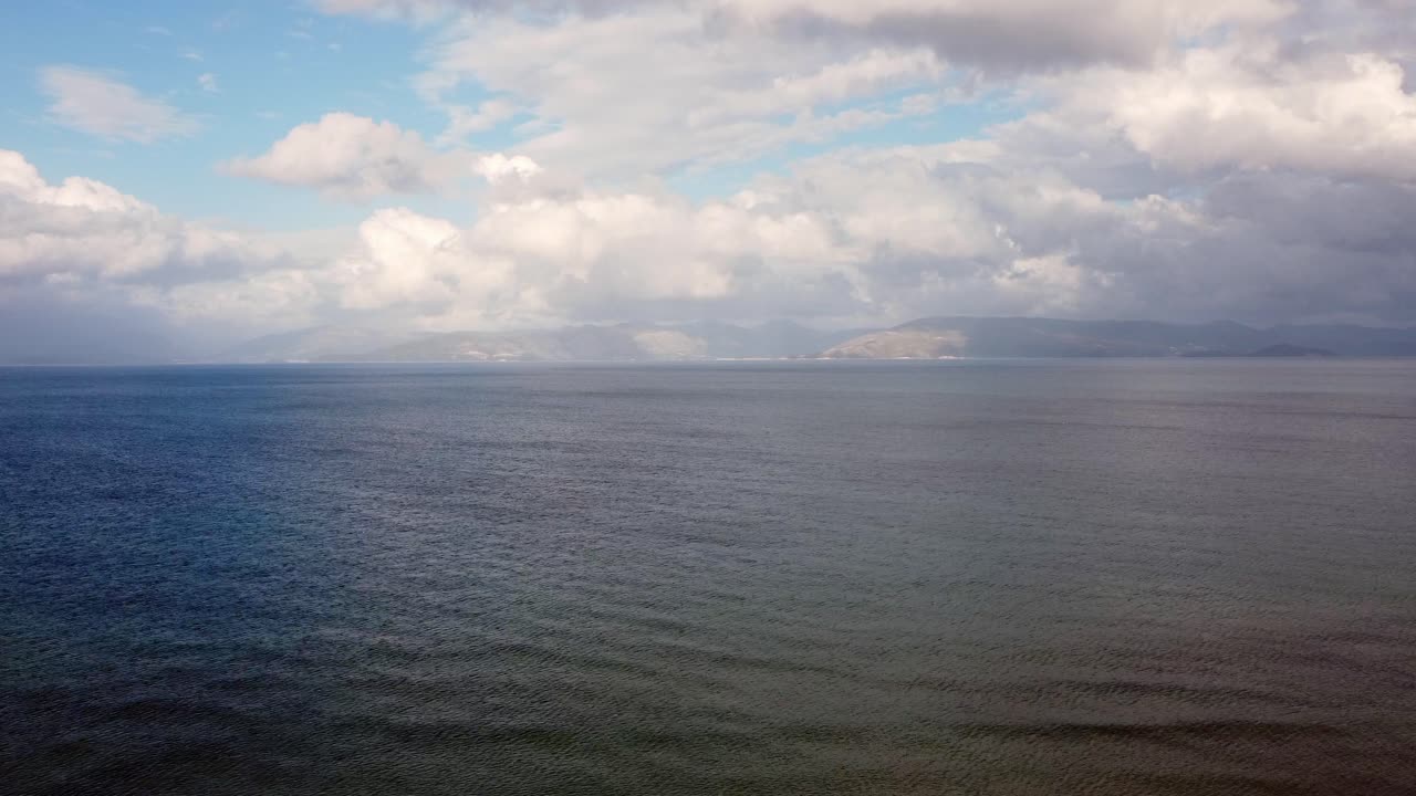 Great aerial view flight lift off aerial drone flight on golden sand Bouka Beach at Corfu Greece is a untouched nature adventure travel paradis 4k Cinematic view from above by Philipp Marnitz 2022