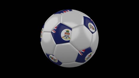 pelota de fútbol con bandera de las islas caimán, 4k con alfa, bucle