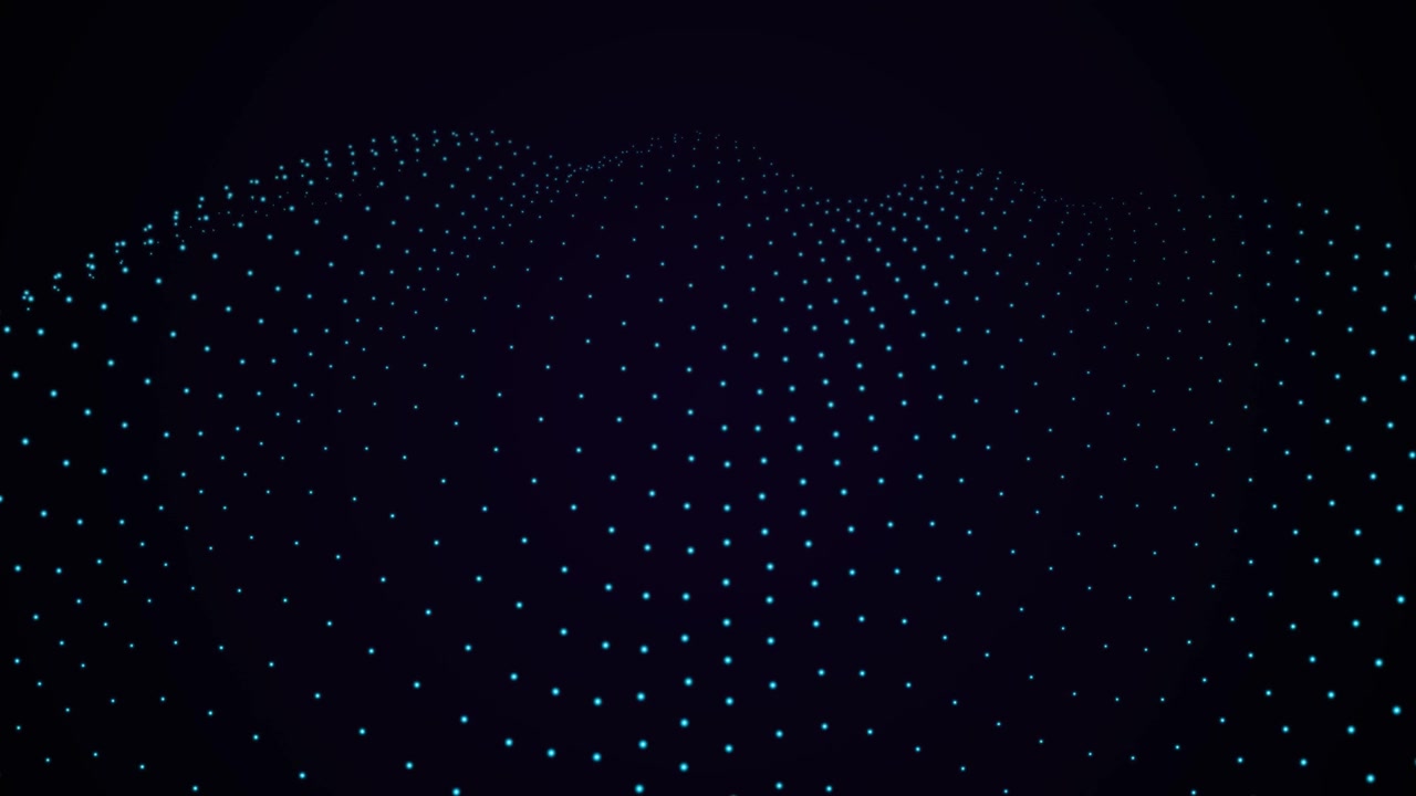 Abstract Digital Wave of Glowing Blue Particles on Dark Background