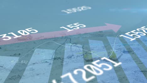 digital composite video of multiple changing number and statistical data processing against landfill