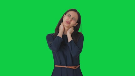 Indian-girl-suffering-from-neck-pain-Green-screen