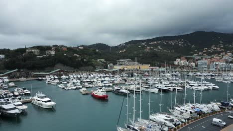 Sea-port-with-boats-and-yachts-moored-at-the-pier