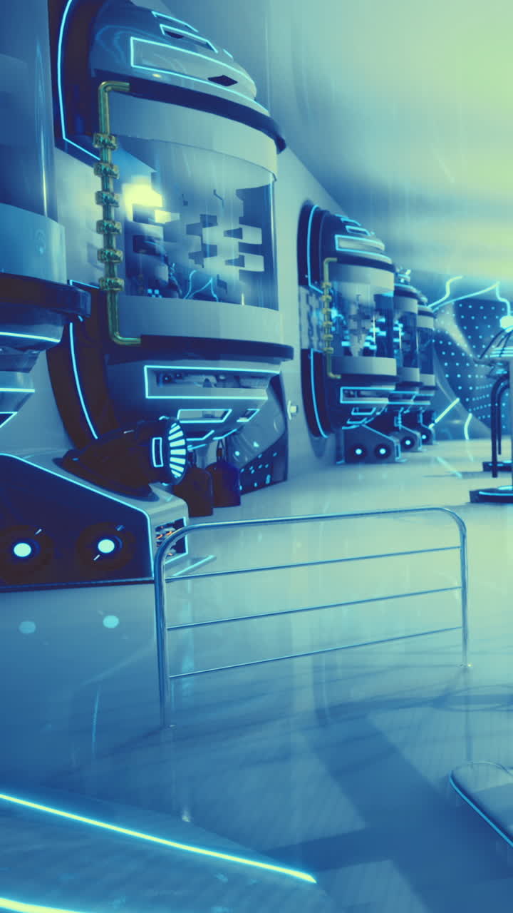 Modern technology in a futuristic setting with machines and screens