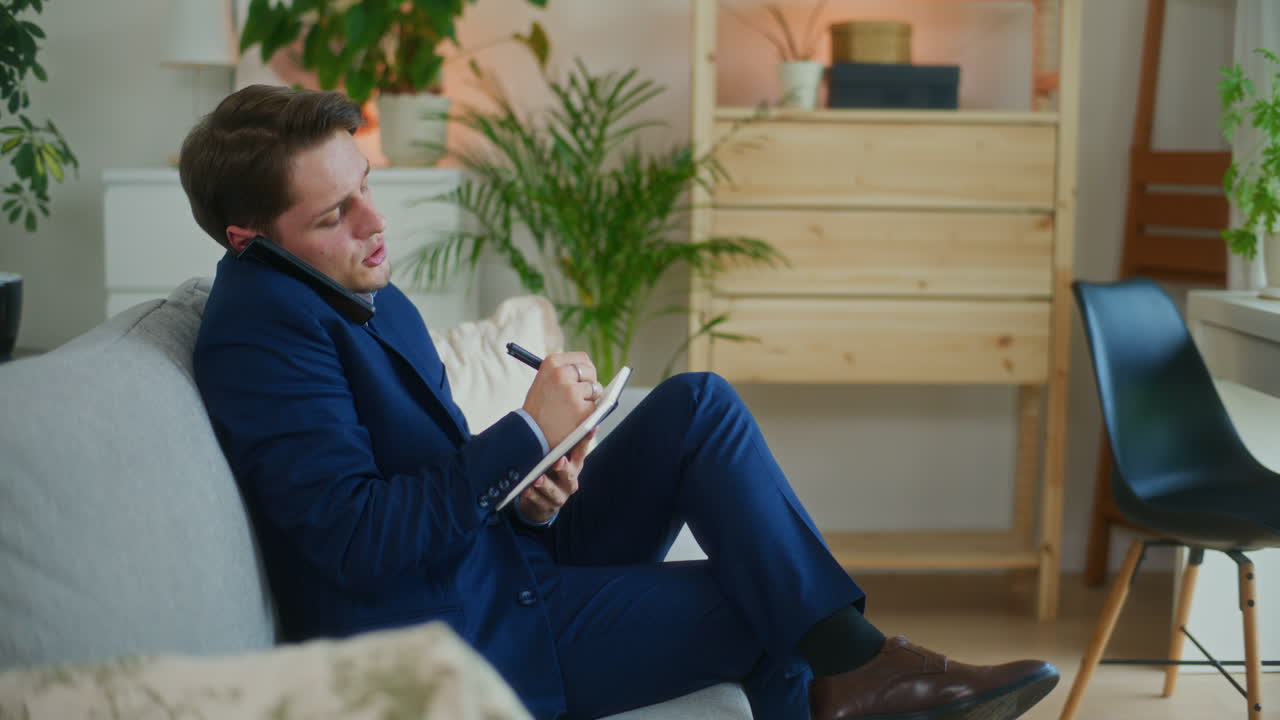 Businessman Organizes Workday