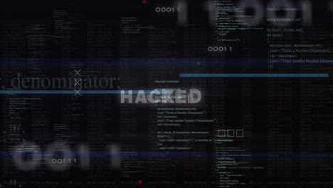 animación de texto hackeado sobre el procesamiento de datos y la placa base.